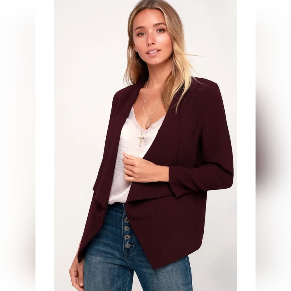 Lulus S Chancery Burgundy Cropped Blazer 2670-T